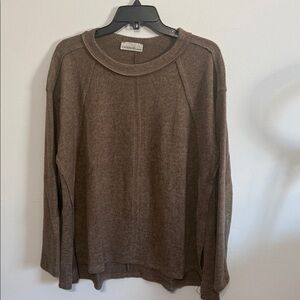 Zenana Brushed Hacci Exposed Seam Sweater Mocha S/M Long Sleeve Sweater